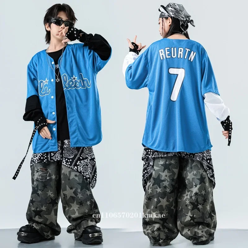 Chłopięce i dziewczęce ubrania hip-hopowe, koszulki baseballowe, spodnie cargo w kamuflażu, kurtki jazzowe K-pop, odzież dziecięca streetwear, kostiumy, ubrania do tańca ulicznego dla dzieci, streetwear