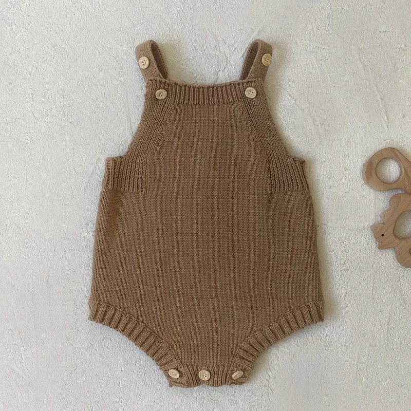 2024 New Autumn Newborn Baby Girls Boys Knitting Bodysuits Sleeveless Solid Color Knitted Infant Baby Jumpsuit Baby Clothing