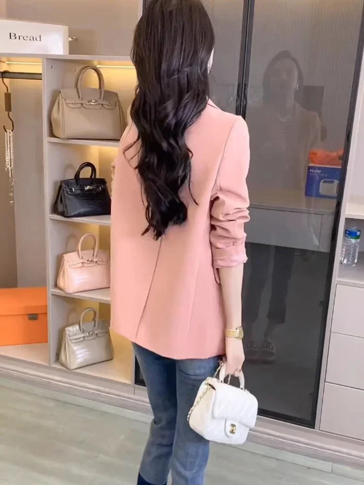 Insozkdg Pink Temperament Casual Jacket Women 2024 Spring Autumn New This Year’s Popular Lady Suit Top High Quality Blazer Women