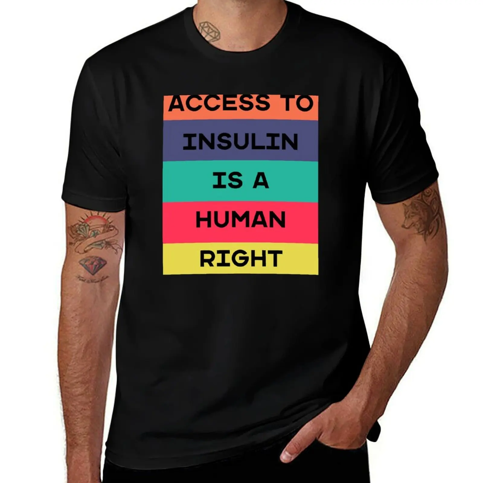 Access To Insulin Is A Human Right Diabetes T-Shirt Basic Breathable Solid Color T-Shirt