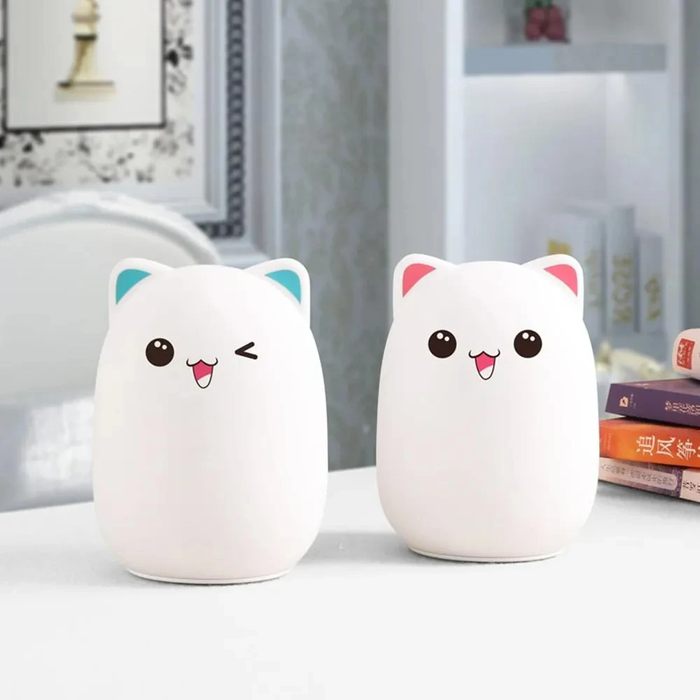 Bear LED Night Light Touch Sensor Remote Control RGB Dimmable USB Rechargeable Cartoon Silicone Desk Lamp for Children Baby Gift
