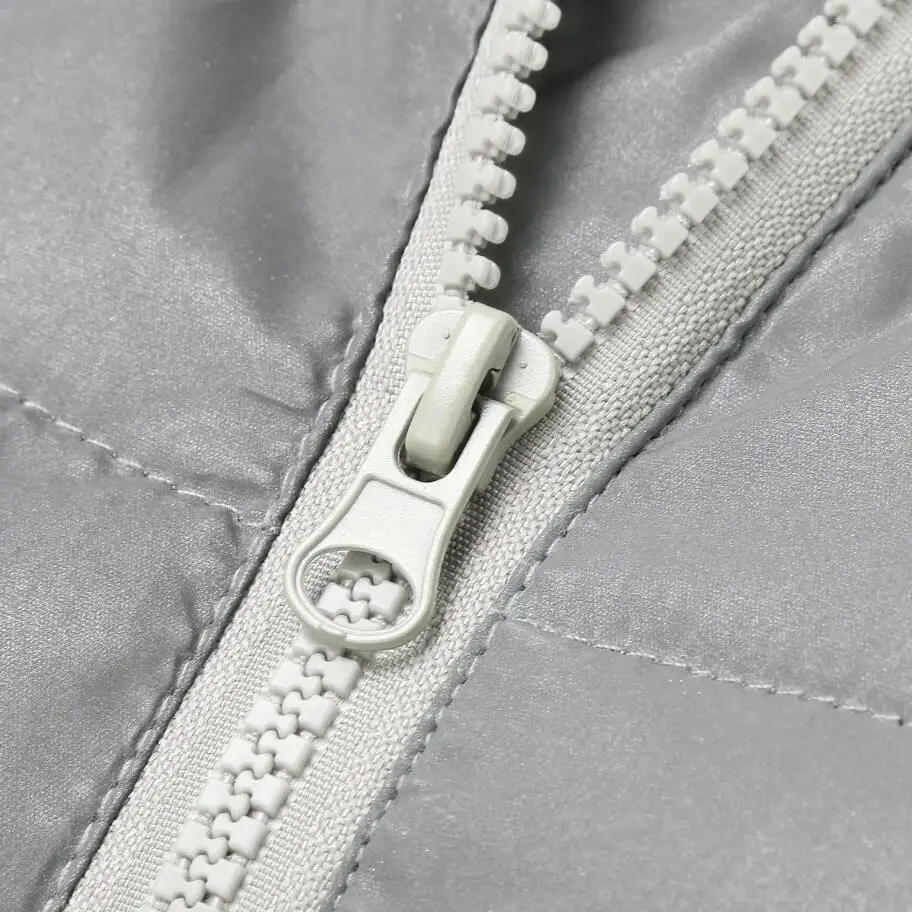 Drop Shipping Reflective Winter Jacket Men Women Warm Coat Casual Parka Detachable Hooded Jackets Night Road Safety Outerwear