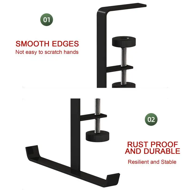 Pc Gaming Headphone Stand Aluminum Dual Headset Hanger Hook Holder Adjustable Rotate Arm Clamp Under Desk Space Save Clip Mount