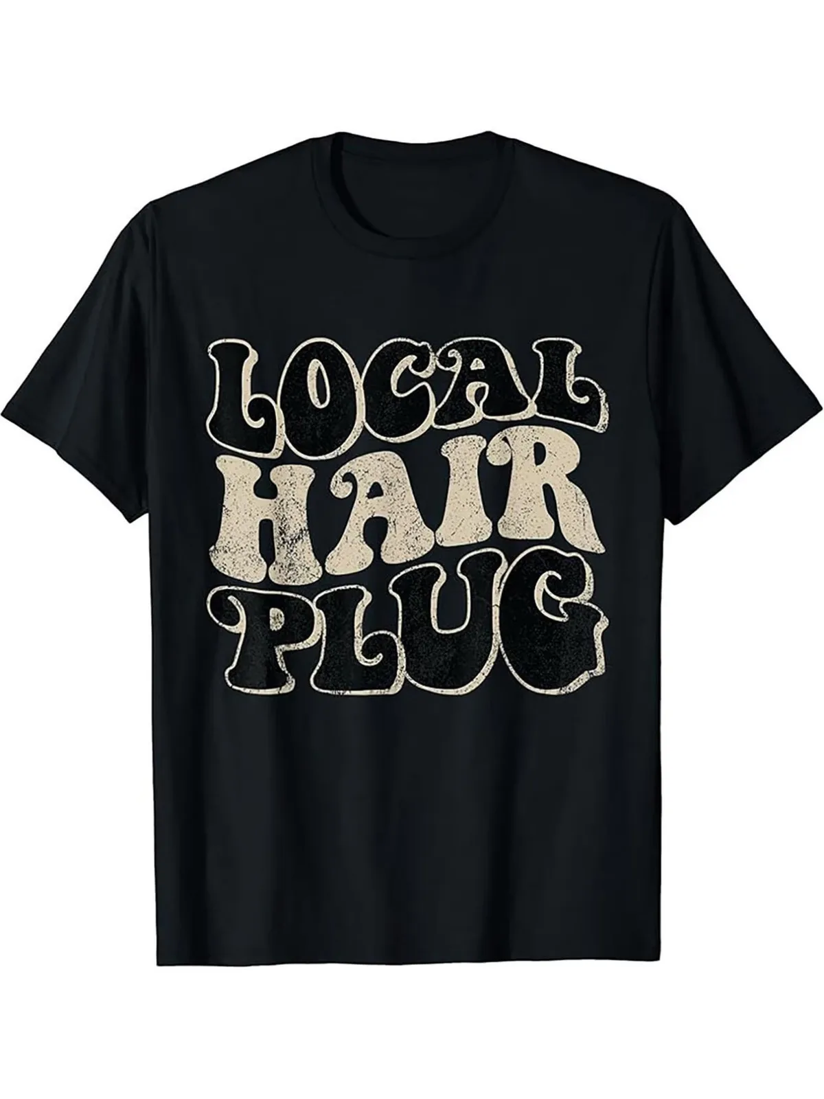

Men'S Vintage Barber Graphic T-Shirt - Black Retro Distressed Local Hair Plug Pr
