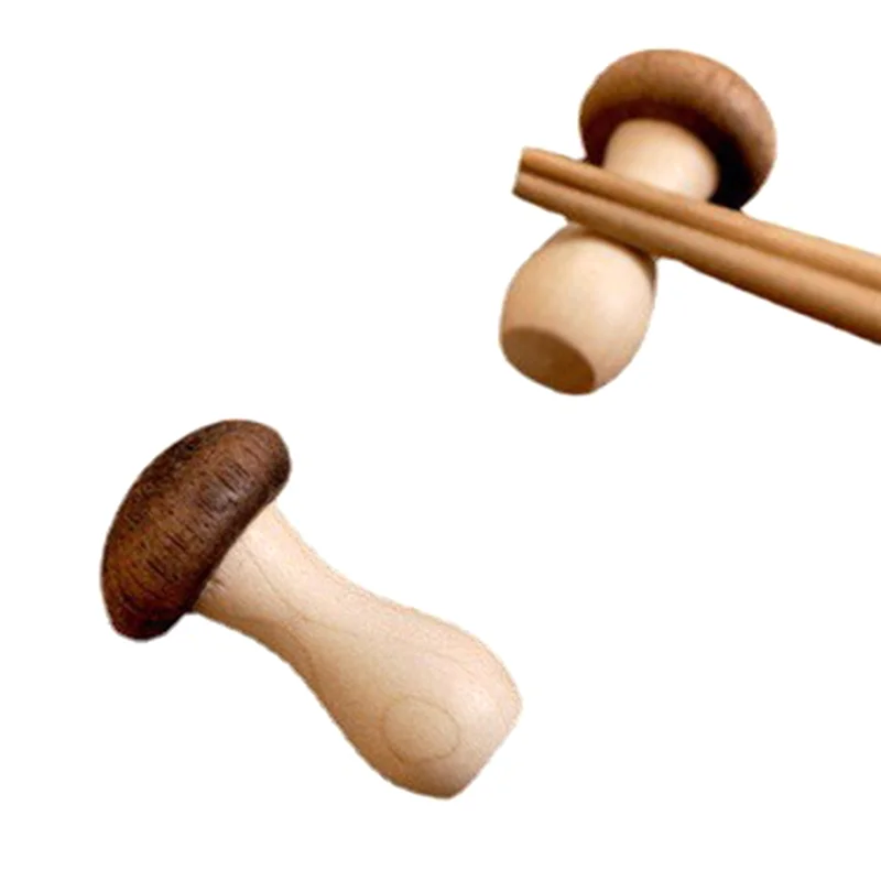 Support de baguettes en bois champignon, 2 pièces, Mini support de baguettes mignonnes, articles de cuisine de décoration pour la maison