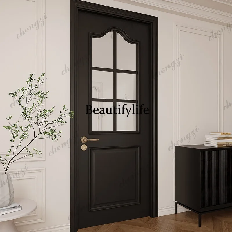 Wooden door custom French cream wind bedroom set solid wood paint door interior room