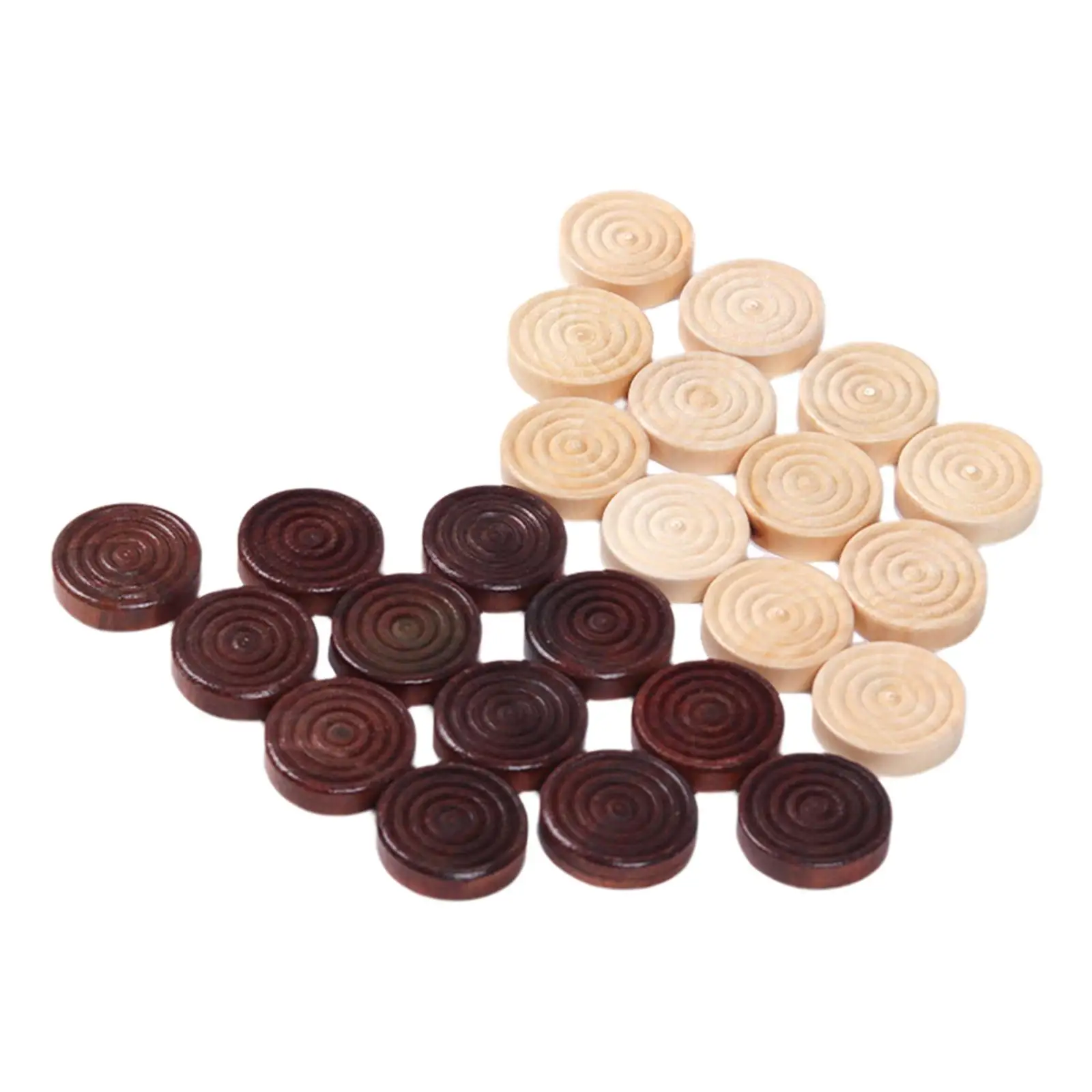 24Pcs Round Wooden Checkers Pieces Brown & Natural for Family