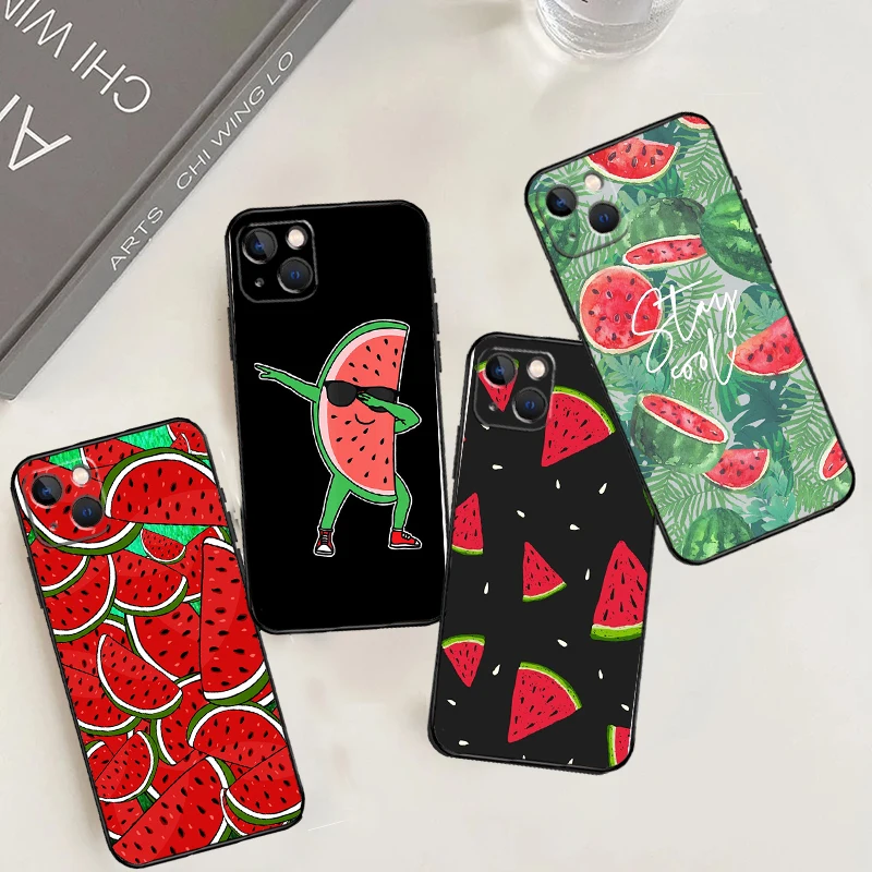 Simpatica custodia estiva con anguria alla frutta per iPhone 11 12 13 14 15 Pro Max Plus 12 13 Mini X XR XS Max 7 8 SE 2020 Cover Coque