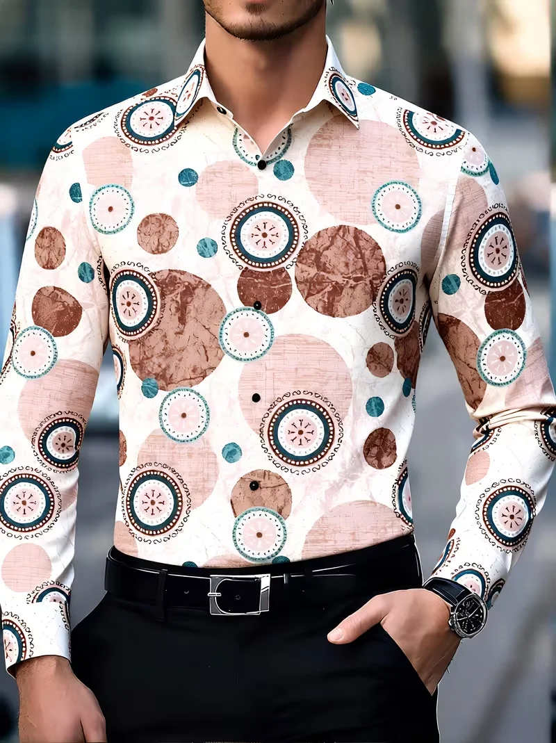New men's purple black cherry blossom branch vine wave dot floral print long sleeved shirt smooth satin lapel top