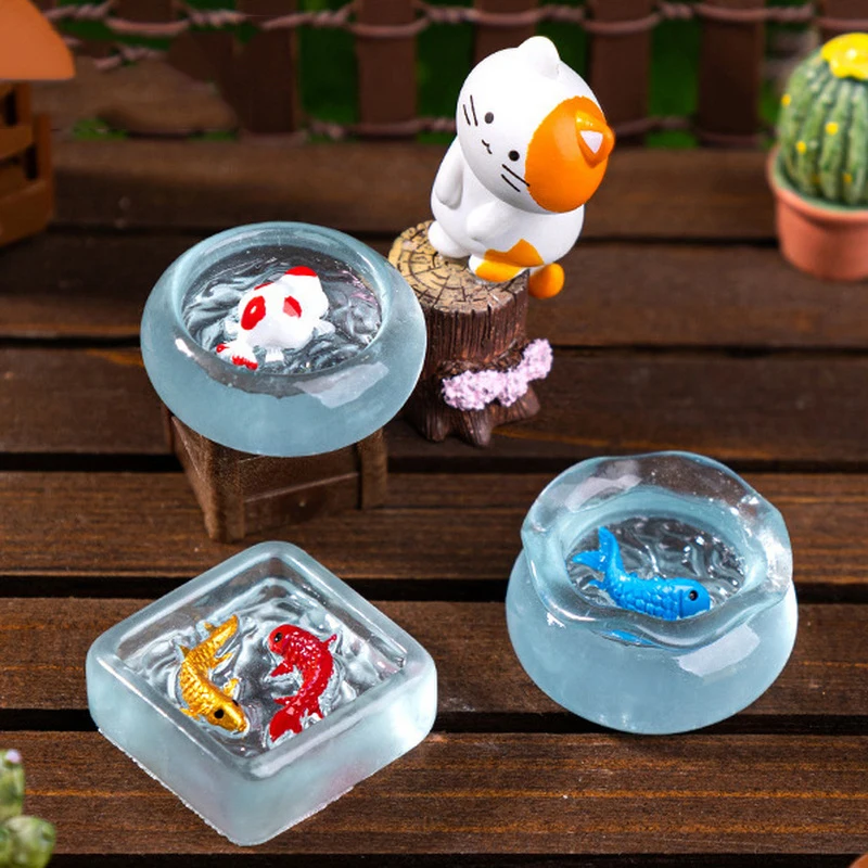 

4/1Pcs Dollhouse Miniature Simulation Koi Fish Tank Dolls House Round Fish Tank Model Dollhouse Mini Furniture Decoration