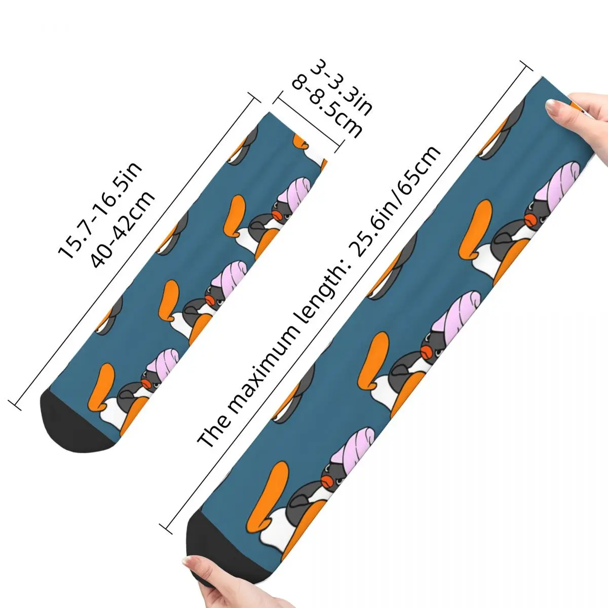 Funny Sock for Men Angry Pingu Shower Official Merch Vintage Penguin Animal Breathable Pattern Printed Crew Sock Novelty Gift