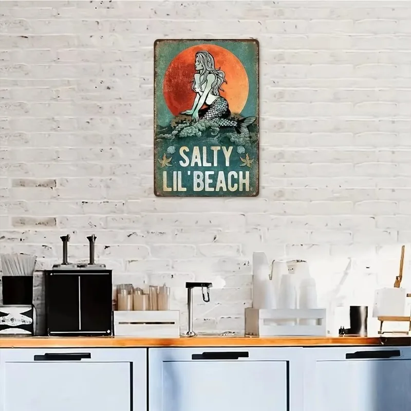 Потертая вывеска русалки (тематика «Селительский пляж»): прочный утюг, простота установки — идеальный новогодний и пасхальный декор для баров