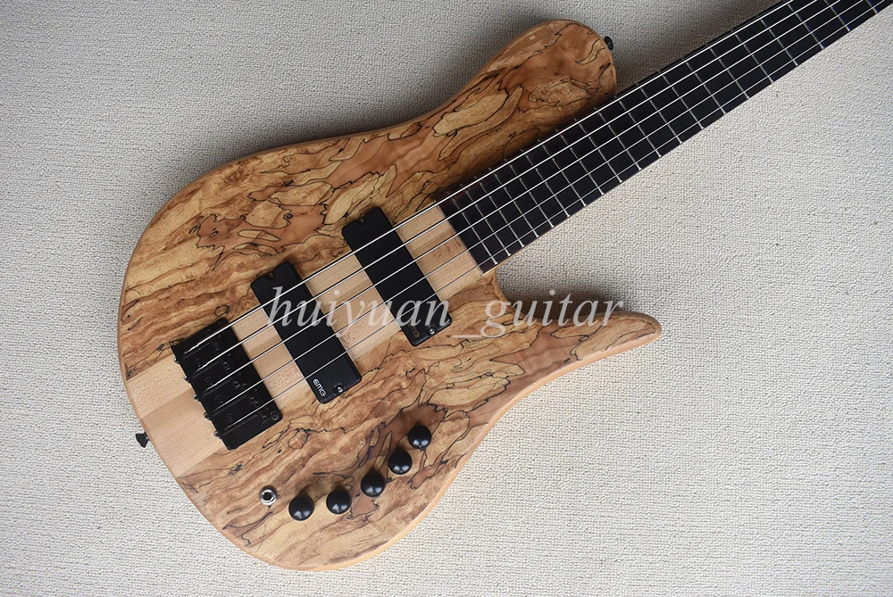 Flyoung 5 Strings Neck Through Body Active Electric Bass Guitar with Spalted Maple Veneer Rosewood Fretboard 24  Frets