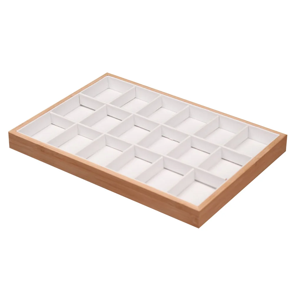 

Jewelry Tray Bamboo Wood 18 Section Organizer Jewelry Box Desktop Ring Holder Earring Holder Organizer Decorative Necklace Box