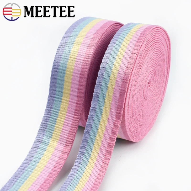 

5M 25/32mm Rainbow Webbing Strap for Belt Sling Pet Collar Bag Decorative Braid Ribbons Band Bias Binding DIY Sewing Accessories