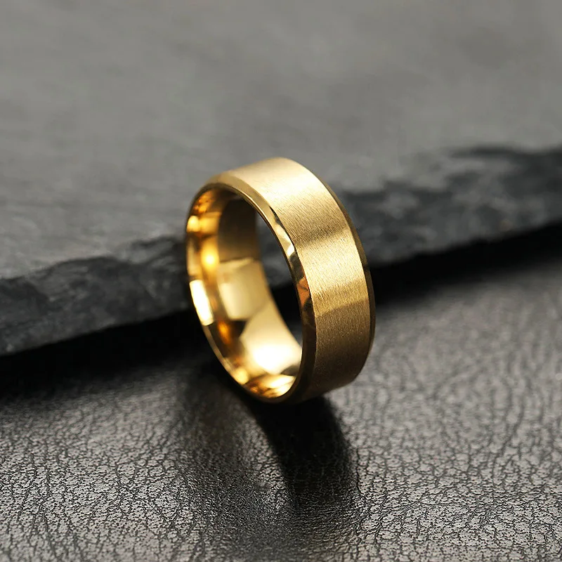 Roestvrij stalen ringen voor heren, kleuren: zwart goud zilverachtige kleur, Amerikaanse maten 6-13, eenvoudige bandringen voor heren