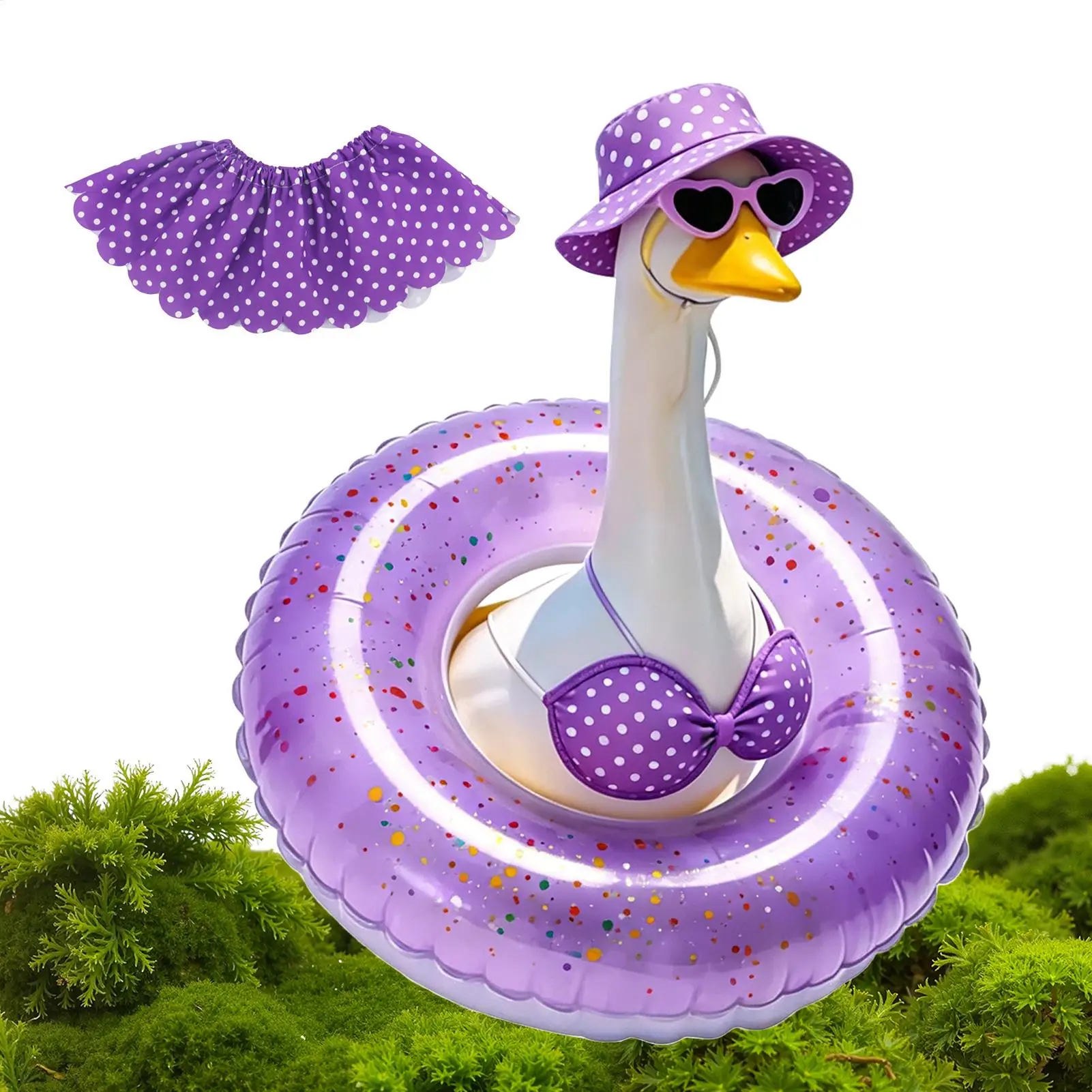 

Summer Porch Goose Outfit Hawaiian With Hat And Sunglasses Bikini Porch Goose Clothing For Garden Parties Festivals Events