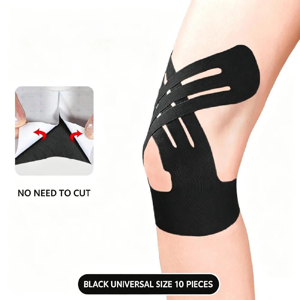 10PCS Elastic Breathable Kinesiology Athletic Tape, Muscle Support Physio Tape for Runner’s Knee & Patellar Tendon Relief