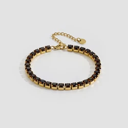 ENFASHION Pulseras Brown Zircon Bracelet For Women's Stainless Steel Fashion 18k Plated Gold Fashion Jewelry Party Gift B242447