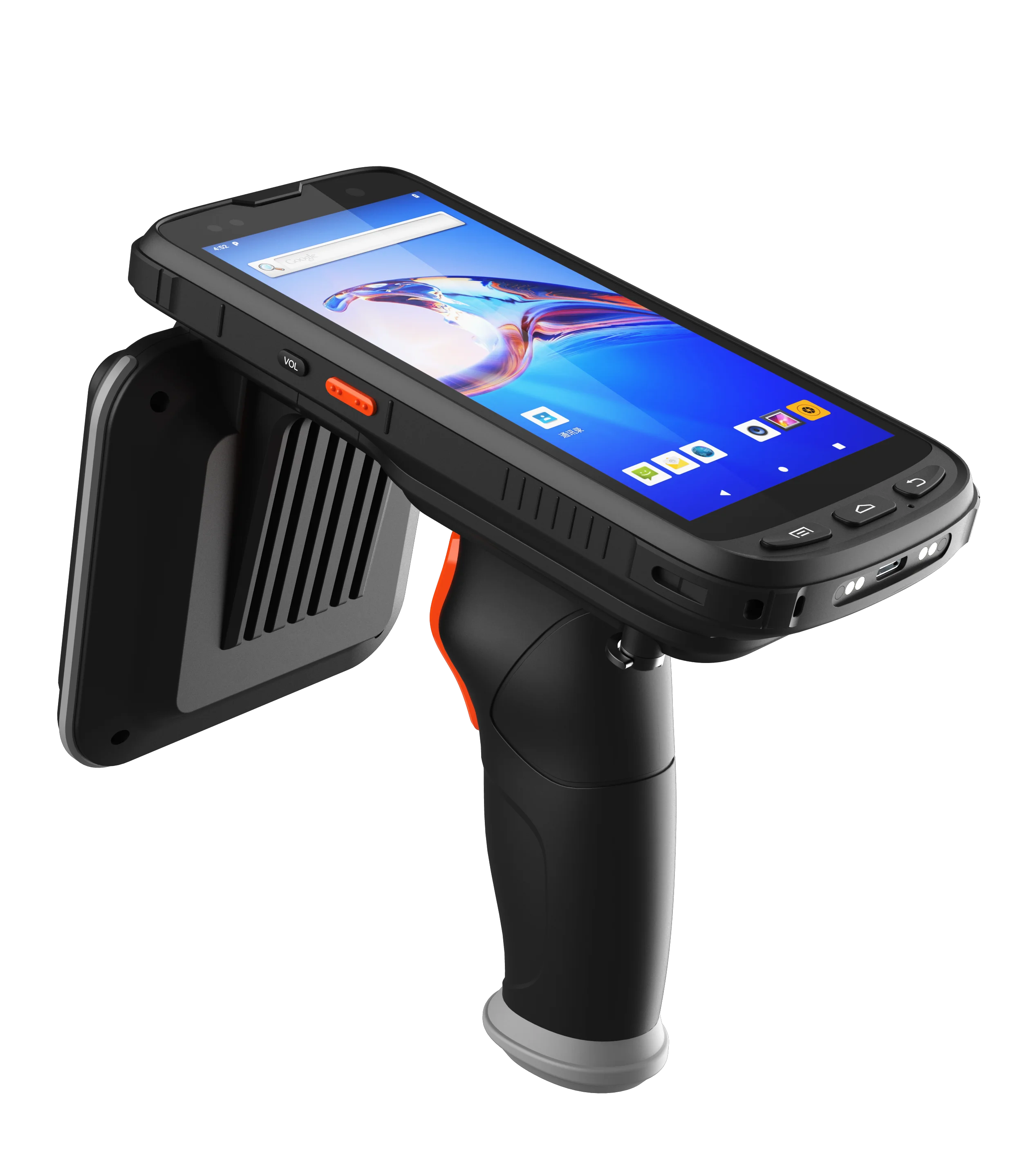 Android 915mhz Handheld UHF RFID Barcode Scanner Long Range 5m 10m Remote Control UHF RFID Reader Frequency 860-960MHz