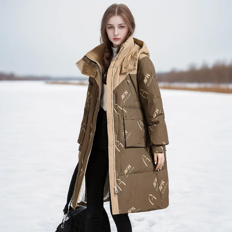 2024 Winter Women Long Parkas Pocket Thick Warm Hooded Down Cotton Coat Female Luxur Loose Puffer Jacket Windproof Snow Overcoat