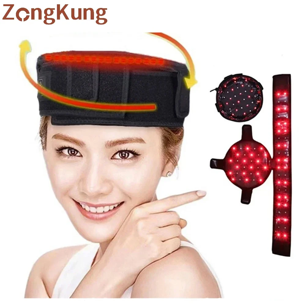 Gorro de terapia de luz roja LED para el crecimiento del cabello, gorro de luz roja e infrarroja para el crecimiento del cabello, gorro para el cuidado de la pérdida de cabello, 70 piezas