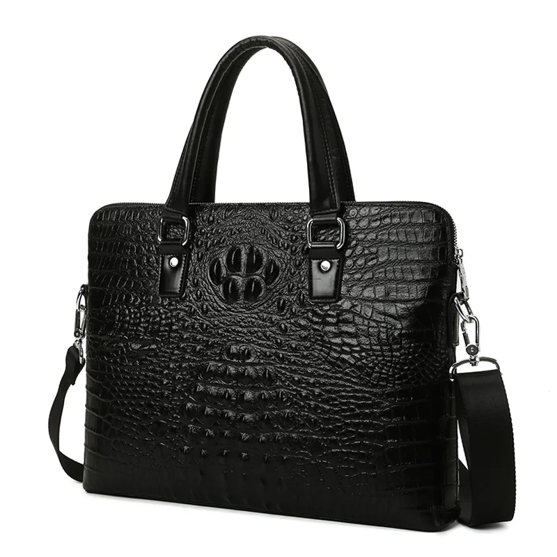 New Luxury Alligator Cow Genuine Leather Business Men\'s Briefcase Male Briefcase Shoulder Bag Men Messenger Laptop Computer Bag