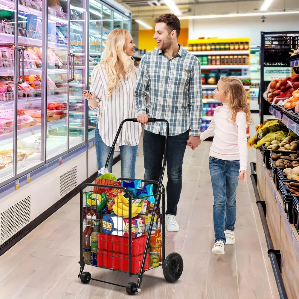 Carro de compras plegable con ruedas para personas mayores - Carro de comestibles plegable portátil para ir de compras
