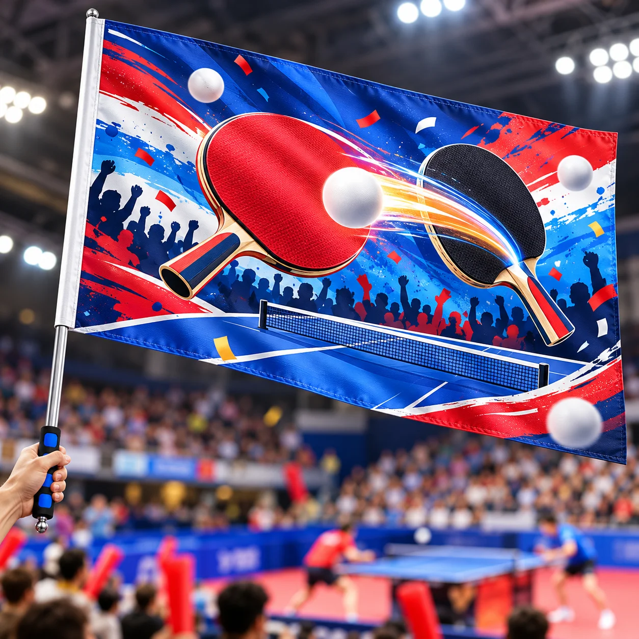 Personalized Soccer Supporter Flag and Telescopic Flag Pole Set, 100x150cm Spring Twill Banner for Football Matches, Fan Events