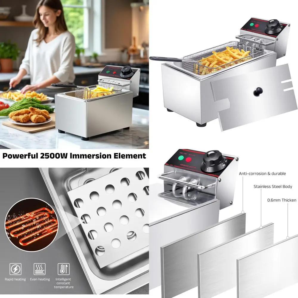 

Коммерческая электрическая фритюрница из нержавеющей стали с регулируемой температурой, быстрым нагревом и корзиной для масляного фильтра — емкостью 3 л для Ho