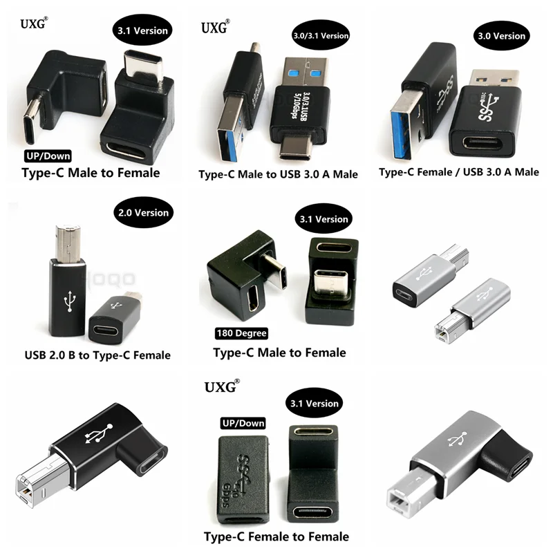 For phone computer pad connect together USB 3.1 Type C to USB A female B Male to Female OTG Type C to usb Male Female Adapter