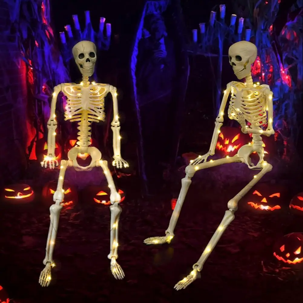 Poseable Skeleton Realistic Halloween Skeleton Yard Decorations for Haunted House Garden Spooky Bone for Outdoor for Halloween