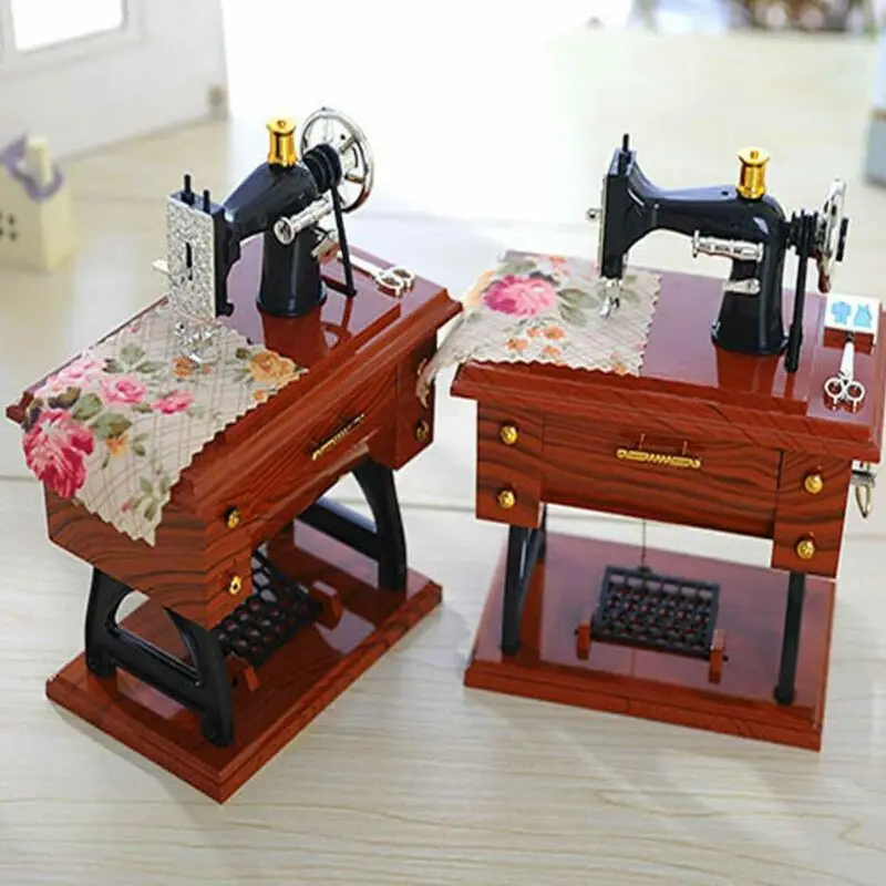 Vintage Music Box Mini Sewing Machine Style Birthday Gift Christmas Party Decor