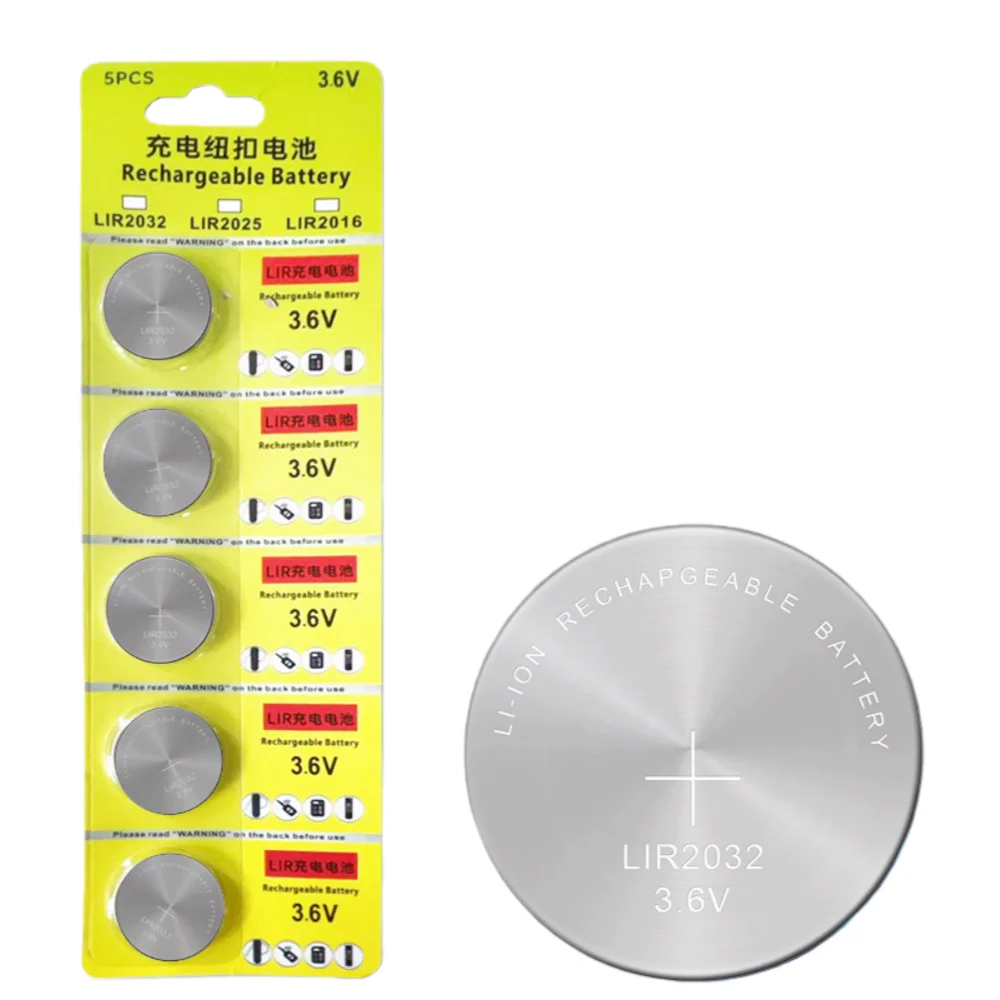 5-50PCS LIR2032 Conveniently Rechargeable Battery 2032 Lithium Charging Can Replace 3.6v 40mAH CR2032 for Watches Coin Battery view 3