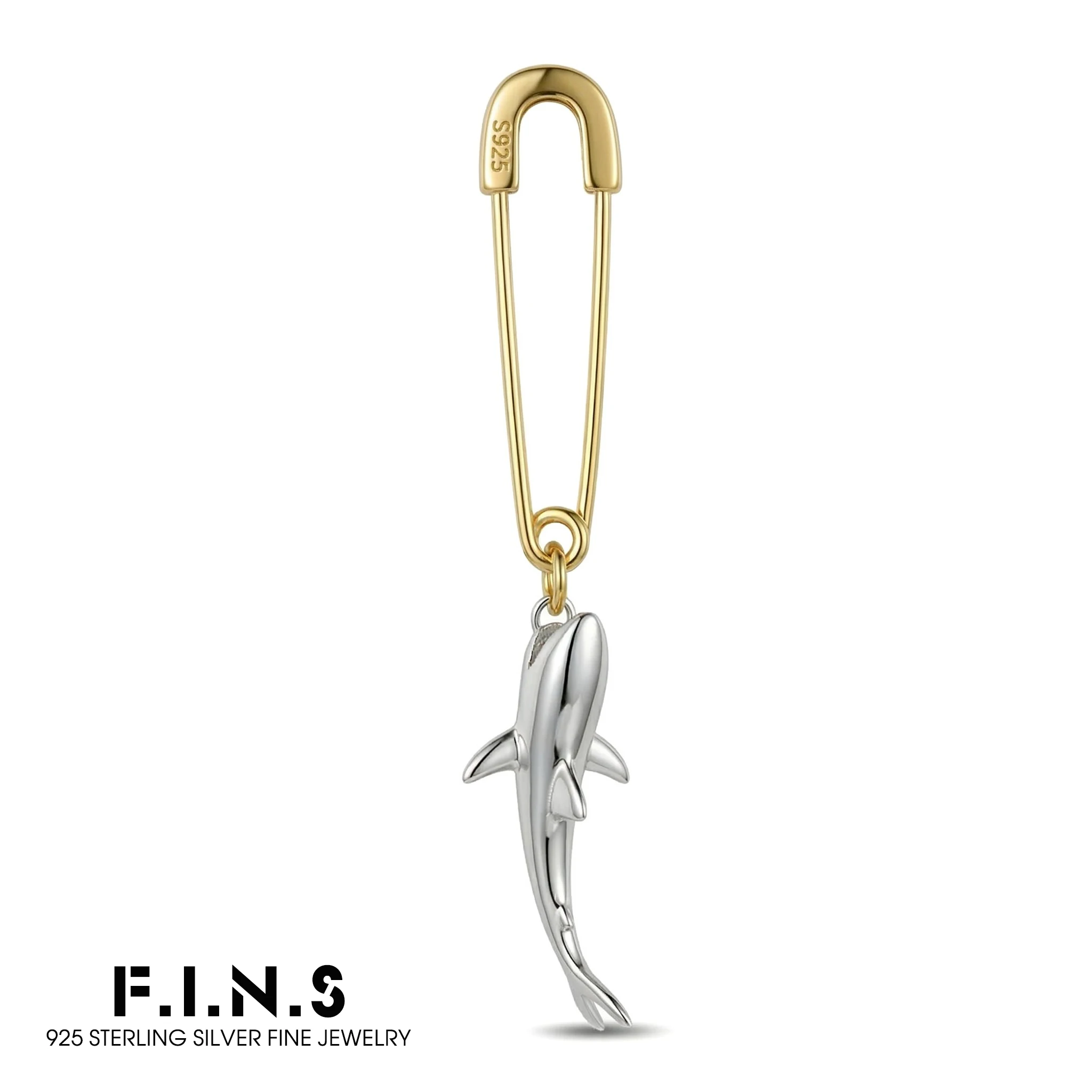 

F.I.N.S 1 шт. корейские серьги из стерлингового серебра 925 пробы, цельные серьги-капли с одной акулой, безопасные серьги-капли, индивидуальные Pendientes Plata 925