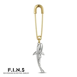 F.I.N.S 1 PC Korean 925 Sterling Silver Earring One Piece Single Shark Safe Pin Drop Earrings Personality Pendientes Plata 925