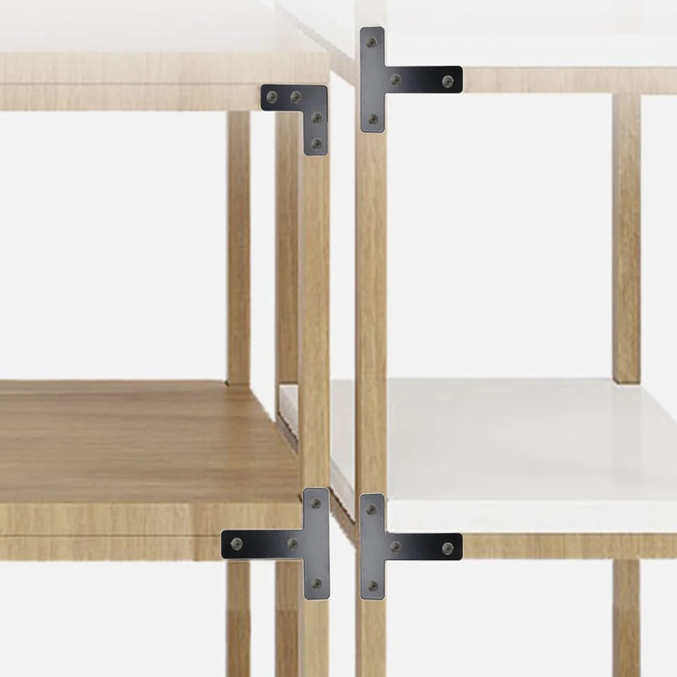 8 Piezas Pletinas De Acero Inoxidable - Escuadras Metálicas Planas Ajustables Con Ranuras Para Reparación De Muebles, Fijación De Madera (110x19 Mm, Negro)