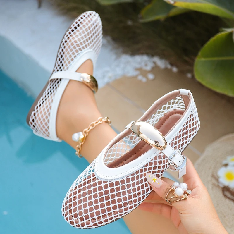 Flat-top Pointed-toe Mesh Fast - огляд і ціна Mary Jane Shoes