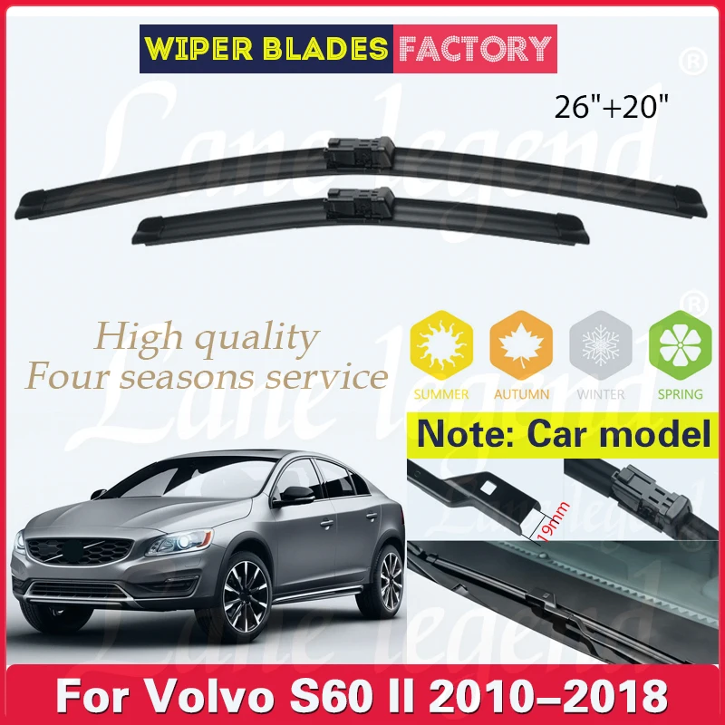 Car Wiper For Volvo S60 II 2010-2018 Front Wiper Blades Soft Rubber Windscreen Wipers Auto Windshield 26