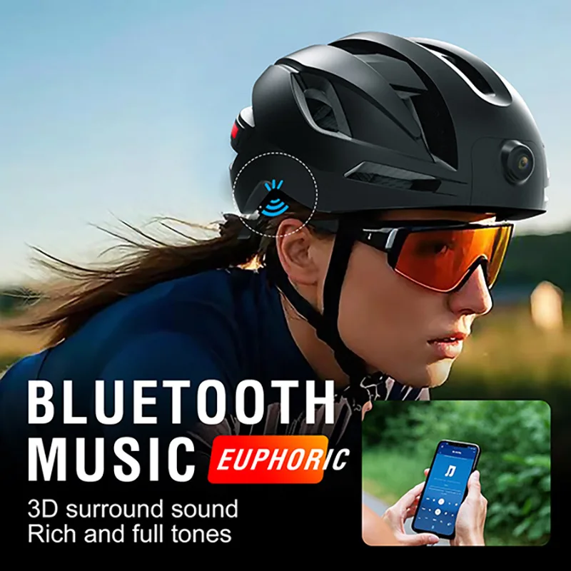 Bicycle Cycling Hat Helmets Built-in Camera with LED Lights Record Moped Helmet Electric Scooter for Men Women Cycling Skiing