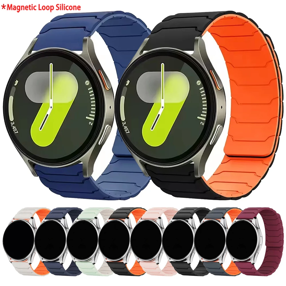 22 20 mm Magnetarmband für Samsung Galaxy Watch 7 6 5 Pro Silikon-Schlaufenbänder Galaxy Watch 4/6/Active 2 40 mm 44 mm/Gear S3 Correa
