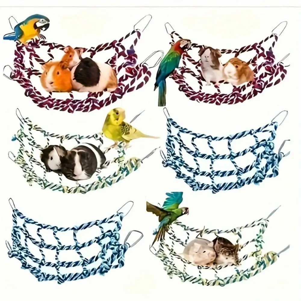 1 Stück Trendige Haustier-Hängematte, robustes geflochtenes Bett für kleine Haustiere, Papageien, Meerschweinchen, lustige Hängematte zum Spielen und Schlafen – Detail 6
