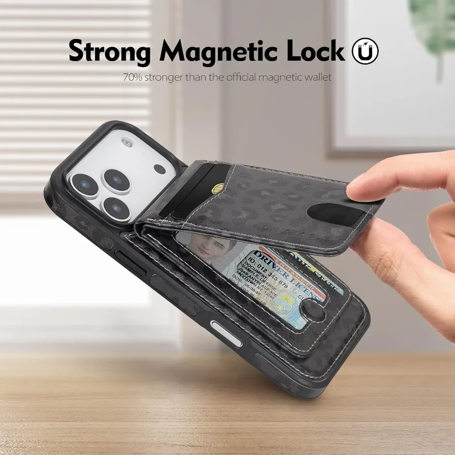 متوافق مع حافظة محفظة Magsafe 2 in 1 iPhone 17 Pro القابلة للفصل مع حامل بطاقات للنساء والرجال من جلد البولي يوريثان المغناطيسي
