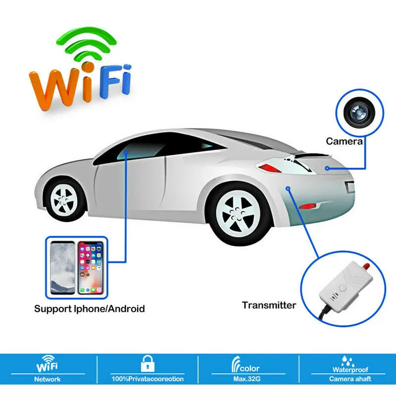 WiFi Transmitter Signal Repeater for Wireless Car Rear View Backup Camera for iPhone IOS & Android 903S HD PK 903W,Black