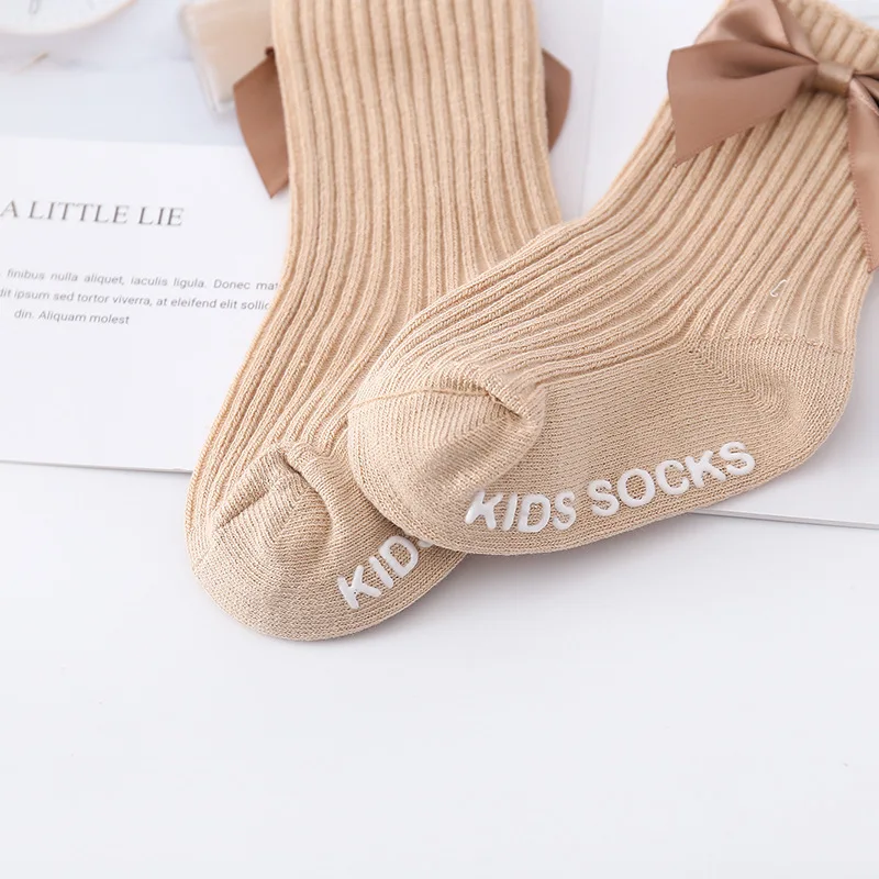 Baby Stuff Children Girl Cute Big Bow Socks Newborn Non-slip Mid-tube Floor Socks Infant Accessories Kids Clothes Four Seasons