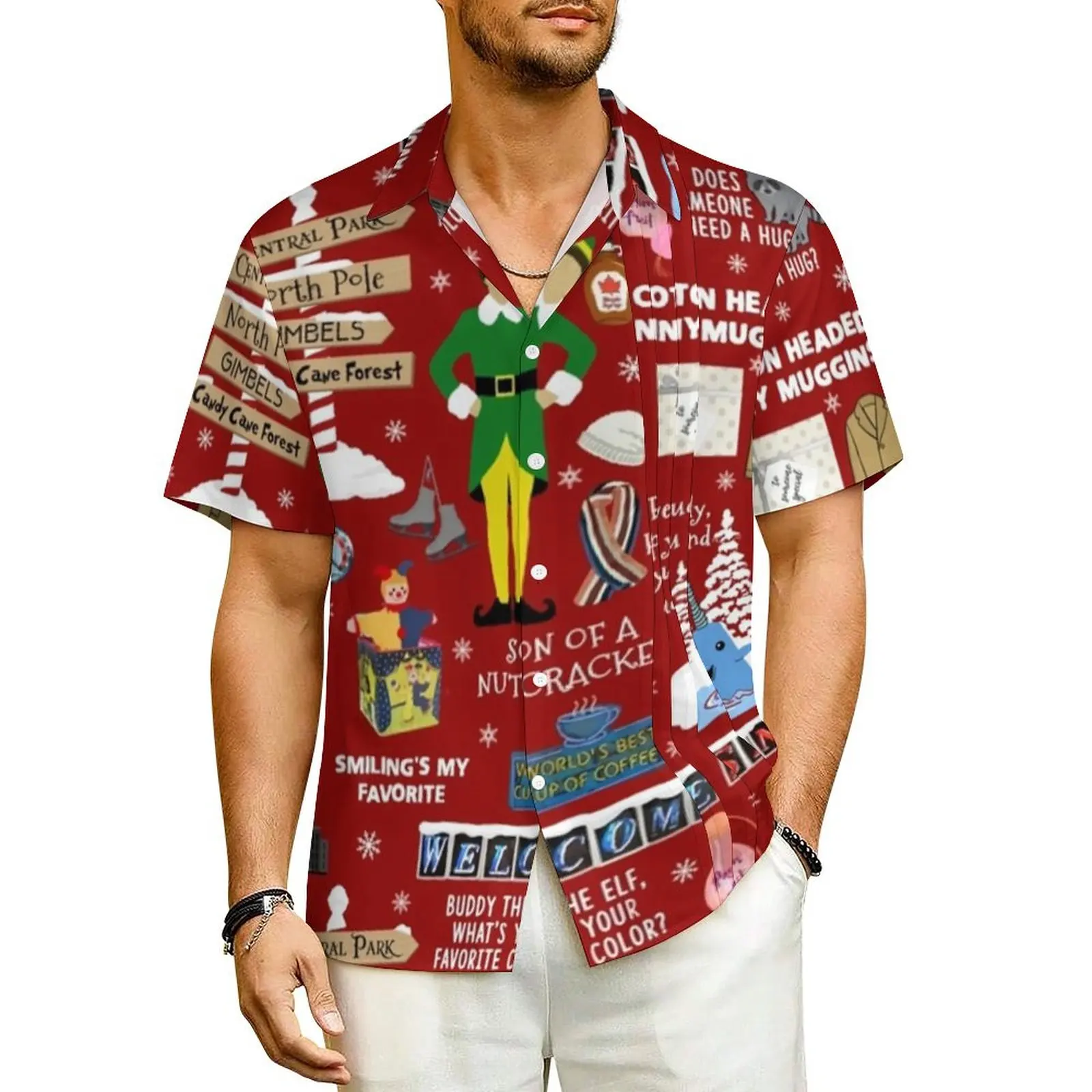 

Hawaiian Shirt Vacation Nutcracker Print Blouses Buddy The Elf Cool Casual Shirts Male Short Sleeve Harajuku Oversized Clothes