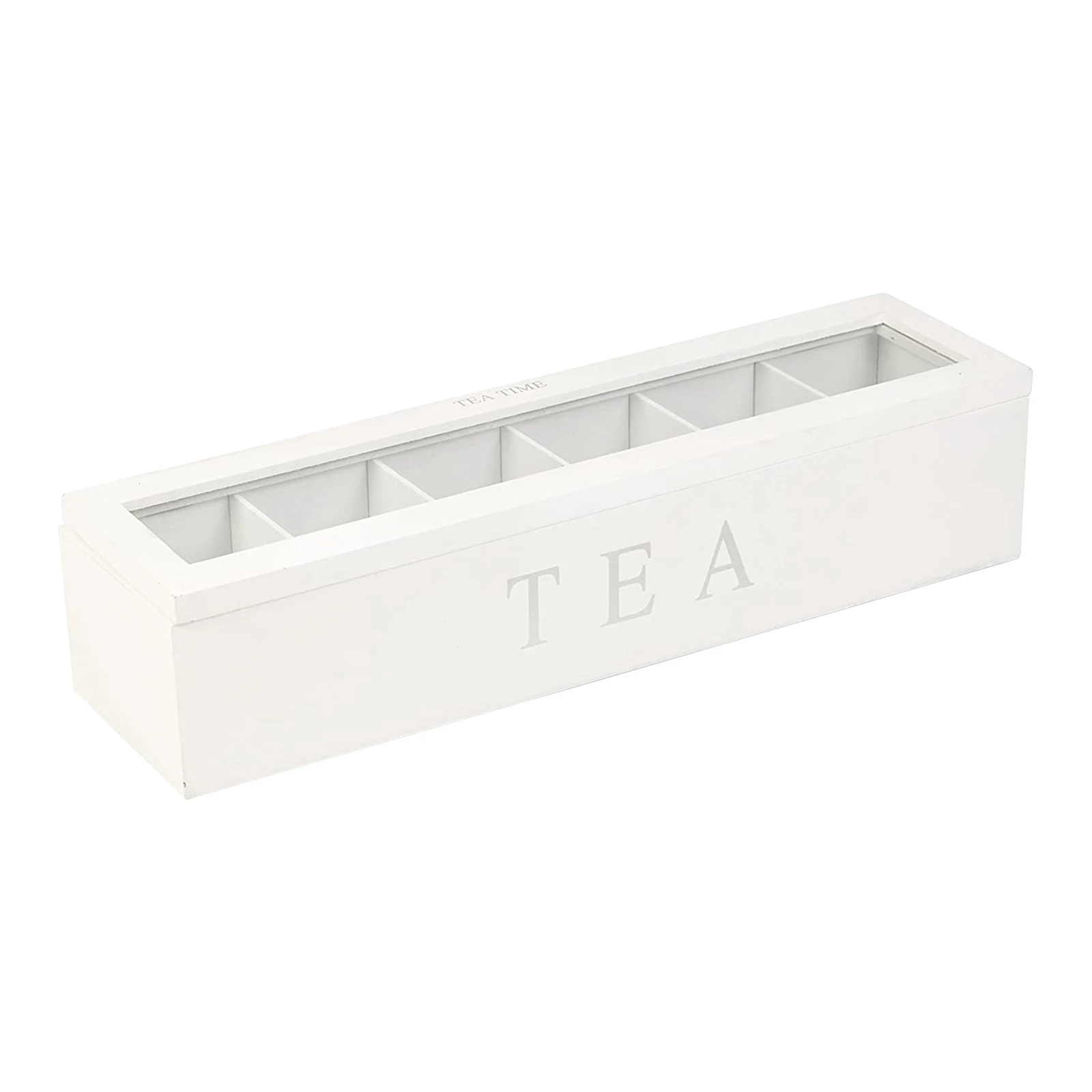 6/9 Compartments Tea Box with Lid Wooden Coffee Bag Storage Holder Compartment Kitchen Organizer