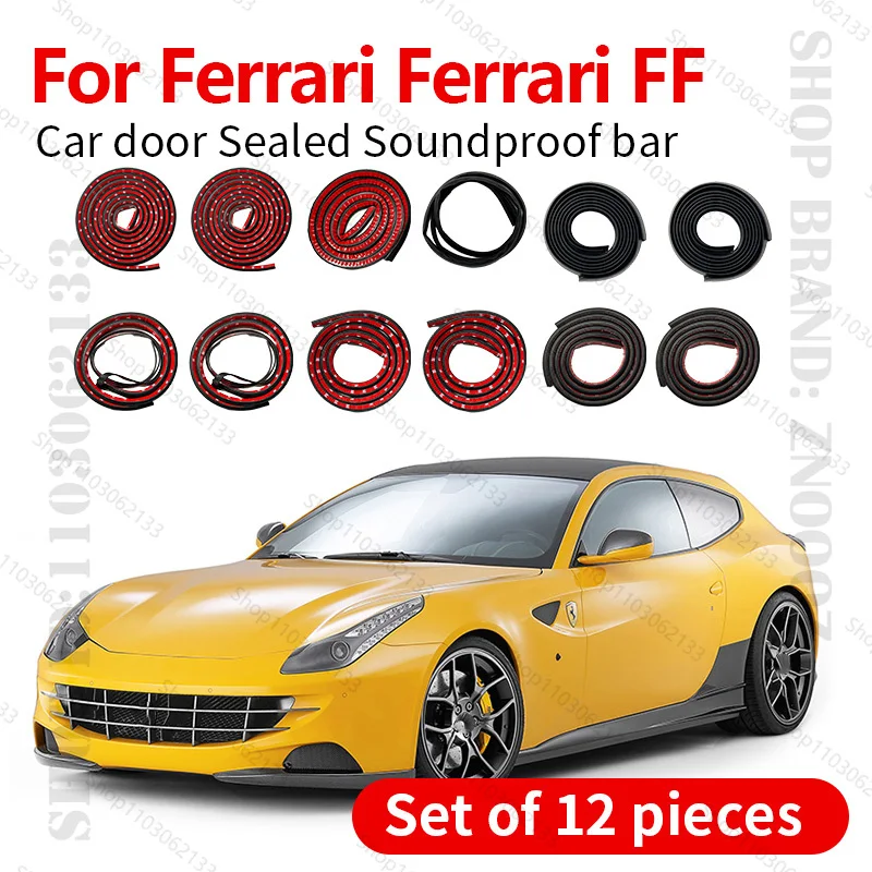 

For Ferrari Ferrari FF Car Door Seal Strip Rubber Double Layer Sealing Protector Soundproof Strip Dustproof Seal Strip 12PCS Set