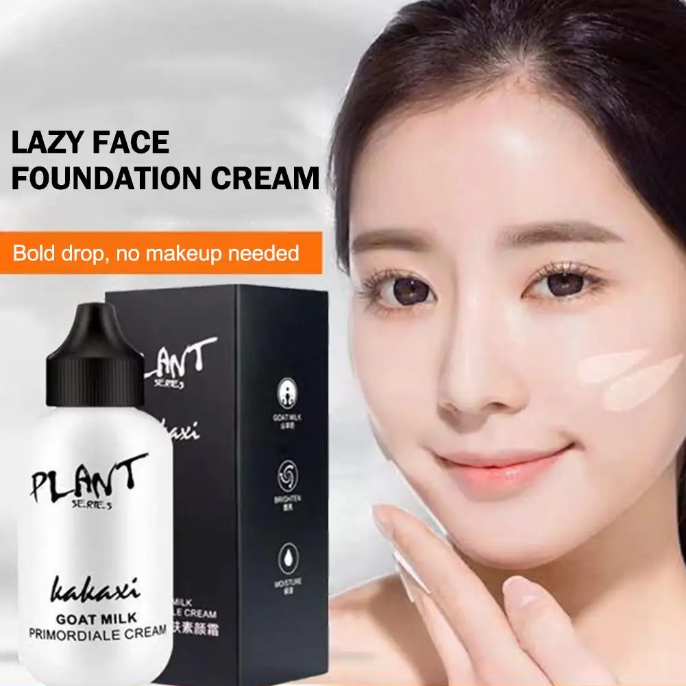 Professional Lazy Face Foundation Cream Goat Milk Revitalizing Brighten Plain Coverage Full Waterproof Cream Smooth Whiteni E5e4