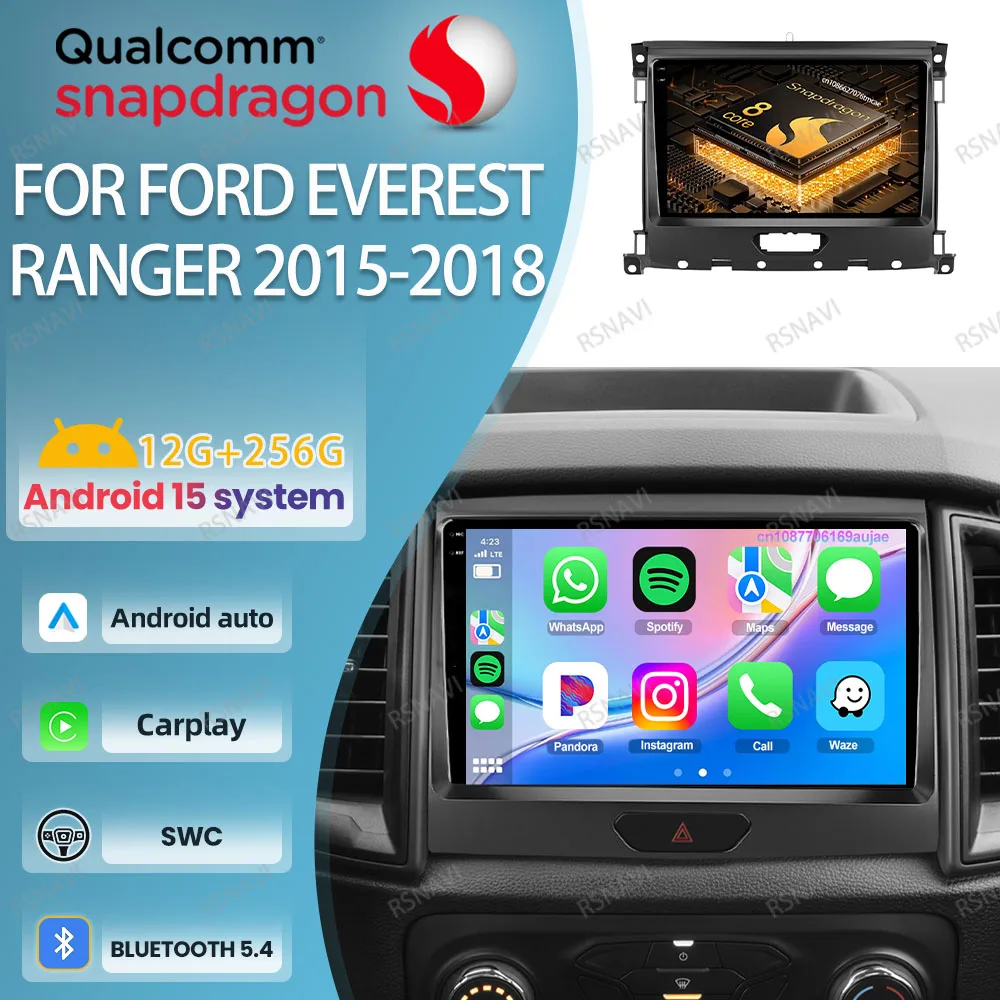 

Android 15 Car Radio For Ford Everest Ranger 2015 2016 2017 2018 Viedo Player 2DIN AI Voice 8 Core DSP Systems QLED DVD Wireless